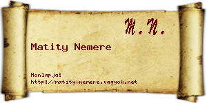 Matity Nemere névjegykártya